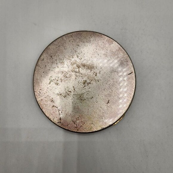 Pilcher Silver Plated Vintage Floral Mirror Compact with Puff Used 3.75 inches - Picture 2 of 7